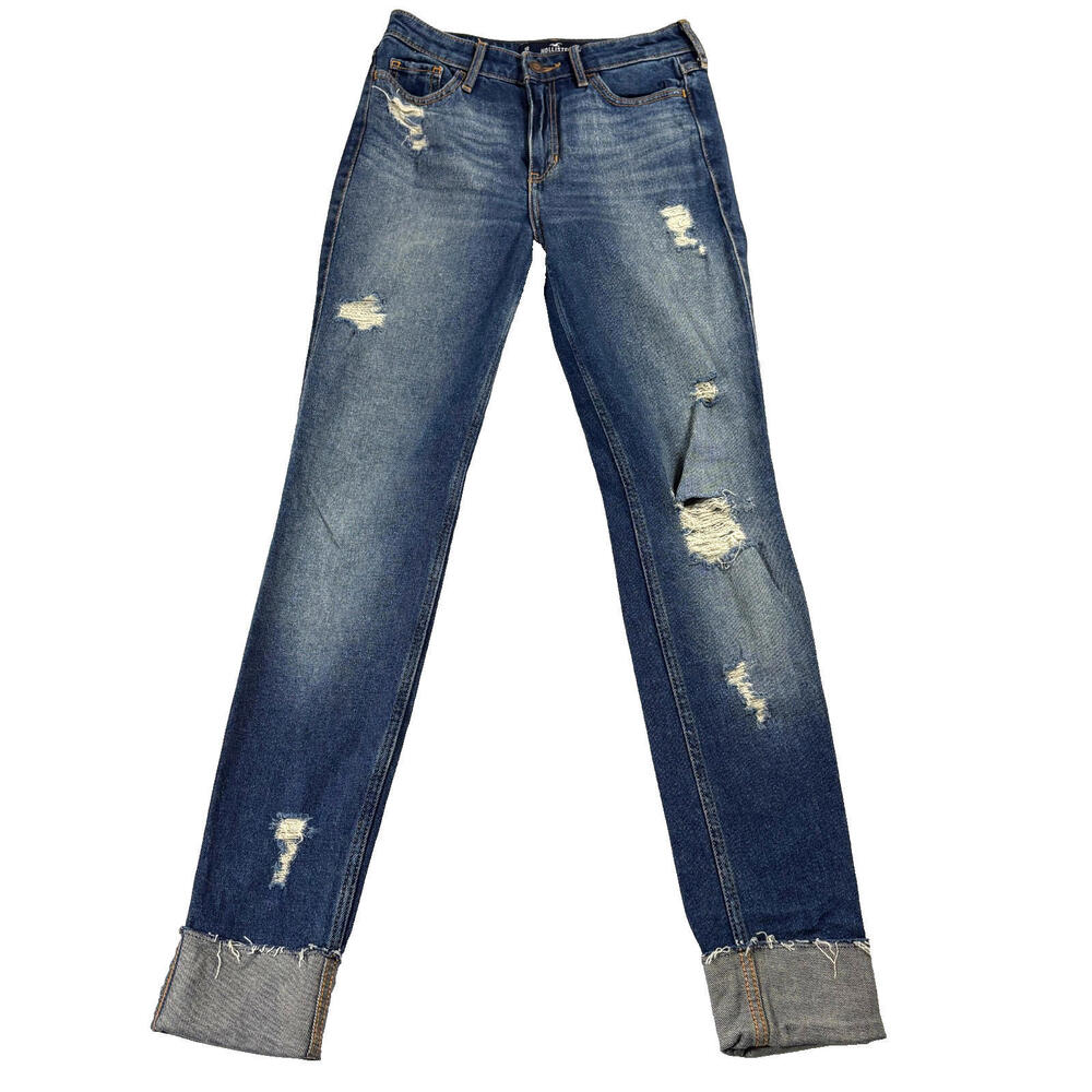 Hollister Jeans Womens W25 L30 High Rise Super Skinny Distressed Dark Wash Y2K90
